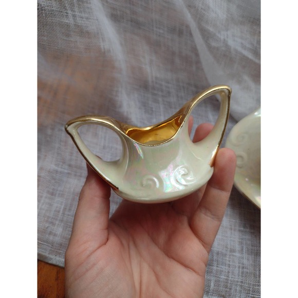 1960s Pearl China Co. Pearlescent Cream & Sugar Set - Picture 4 of 6